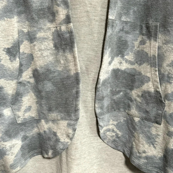 CYRUS Long Open Blue Gray Tie Dye Effect Hooded Sweatshirt Jacket Size Large - Picture 3 of 8
